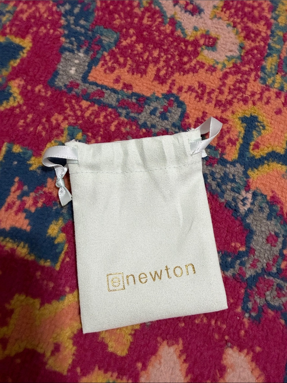 eNewton White Jewelry Pouch - Soft Drawstring Bag
